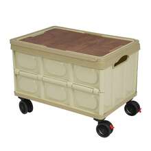 WUPYI Collapsible Rolling Storage Cart Dustproof Top Cover 55L Capacity Foldable Design Lightweight Portable Trolley Outdoor Camping Foldable Storage Cart - Green - View 3
