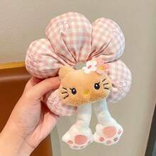 SANRIO 1个三丽鸥可爱Hello Kitty海绵花朵发圈，凌乱丸子头固定器，发绳配饰 - 彩色 - 查看 4