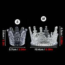 1pc White/Pink/Blue Hollow Faux Crystal Crown Cake Topper, Elegant Goddess Birthday Wedding Cake Decor, Multi-Size Plastic Crown Cake Ornament, Valentine's Day Anniversary Dessert Baking Decoration, Birthday Cake Accessory - Crown Cake Ornament - View 11