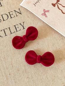 10 piezas/4 piezas/2 piezas Pinzas para el cabello con lazo rojo pequeño de ante de moda para niñas, pinzas para el cabello de flequillo elegantes y vintage, accesorios para el cabello, pasadores para el cabello - Rojo - Ver 6