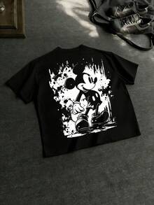 Men's Disney Mickey Ink Splash Tee, Dark Street Style, Loose & Comfortable, Edgy Casual Wear. - màu đen - Xem 3