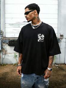 Men's Disney Mickey Ink Splash Tee, Dark Street Style, Loose & Comfortable, Edgy Casual Wear. - màu đen - Xem 2