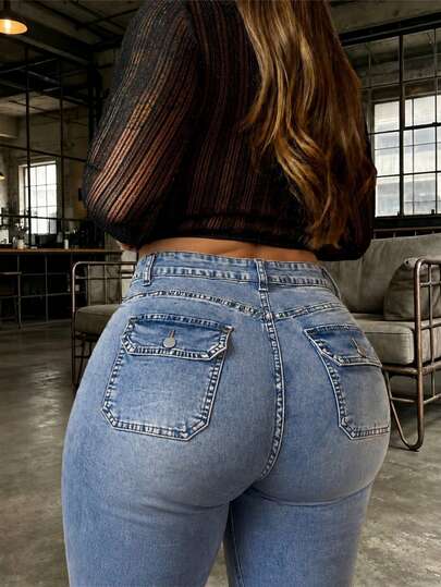Jeans acampanados de talla grande, elegantes, de moda, atuendo para exteriores, ropa de otoño para mujer, jeans de talla grande para mujer, jeans de mujer, jeans holgados, pantalones cargo, jeans de talla grande, estilo campestre, jeans acampanados de talla grande casuales para Navidad