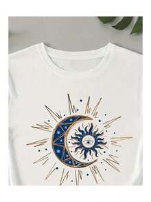 Basic Printed T-Shirt, Loose And Comfortable - White - View 3