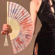 1件/3件/4件 新款中式古典手持摺扇，便攜竹扇，蝴蝶圖案，適合夏季使用，優雅女性手扇，可搭配漢服或旗袍，適用於舞蹈、戲劇道具、攝影道具、室內裝飾，亦適合作為生日、婚禮、情人節、畢業季、母親節送給親友的禮物 - 新中式女士手扇 - 查看 5