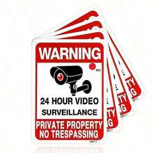 2pcs Metal No Trespassing Signs - Video Surveillance Warning Signs For Private Property - Weatherproof Aluminum Security Signs For Yard, Home & Outdoor - Reflective Lettering For Night Visibility, Aluminum 7*10 Inchs , Warning Signs For Property , Security Camera Sign For Yard And Home - A - View 8