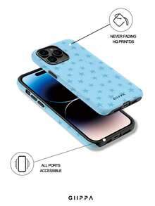 Una elegante funda para teléfono que no incluye cordón ni soporte. Funda para teléfono GIIPPA con diseño de estrellas, 1 pieza, diseño de estrella rosa, compatible con Phone 17 Pro, 16 Pro, 15 Pro, 14 Pro. Funda para teléfono coreana, elegante e interesante, compatible con 11/12/13/14/15/28 Pro Plus. Diseño elegante adecuado tanto para hombres como para mujeres. Regalo para novia, cumpleaños, boda o aniversario. - Azul claro - Ver 6