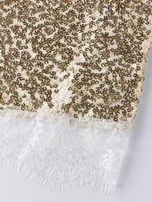 Top de tirantes de encaje y lentejuelas para mujer, ropa de verano, top de fiesta con escote en V y tirantes finos - Dorado - Ver 8