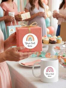 17/35/70 piezas Pegatinas arcoíris personalizadas, etiquetas bohemias personalizadas para baby shower y regalos, etiquetas de texto personalizadas para baby shower y recuerdos de cumpleaños - Multicolor - Ver 5