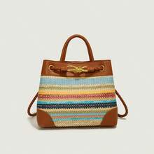 BV Bottega Small Andiamo Bolso de mujer tejido a mano en cuero genuinoBolsodebolso de manotipocuboconpatróntejidoparamujer,bolsodemarca,elegantebolsodemanoparaseñorabolsaderegaloexquisita,bolsodebolso de manodelujoparamujer,bolsocruzadodemodaparamujer,adecuadoparachicas,estudiantesestudiantes universitariosdamasdeoficina,madresdemedianaedadparausodiario,comprasoficina,clase,reuniones,citas,actividadesalairelibretambiénunregaloidealparaBolso de mano de paja tejido de gran capacidad, estilo resort, con diseño de bloques de color, novedad de otoño 2026 para mujer. - Edición de color blanco arroz - Ver 7