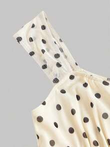 Vestido con estampado floral de pliegues de malla con lazo - Albaricoque - Ver 5