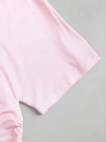 Nueva camiseta casual de primavera/verano para mujer, de estilo elegante y chic de la calle, con hombro asimétrico, ajuste delgado, deportiva, versátil y cómoda - Rosa - Ver 4