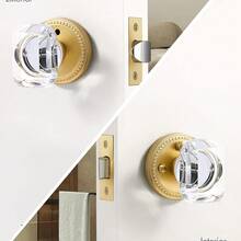 1pc American Style Privacy Bathroom Lock - Zinc Alloy, Crystal Handle, Keyless Entry, Quiet Operation, Suitable For Wooden Doors - Light Gold Brushed - View 4