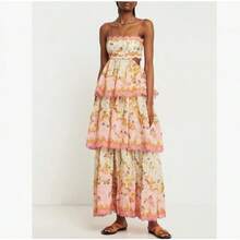 Summer New Women's Cake Strap Dress With Fashionable Tassels And Waist-Revealing Embroidery - Pink - View 4