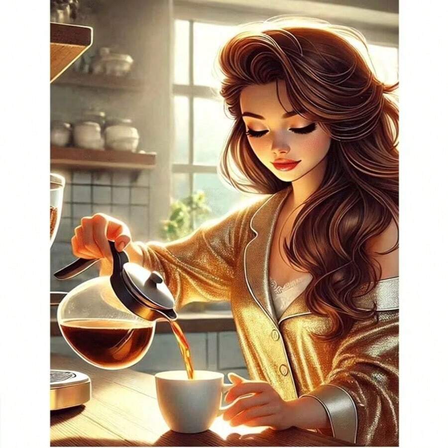 1幅[30*40厘米/11.8*15.7英寸]5D亚克力钻石画套装，女性肖像，适合成人初学者DIY马赛克钻石画，全钻手工DIY钻石画，可装饰客厅、卧室、办公室墙面，也可作为礼物赠送亲朋好友，无框 - 無框 - 查看 1