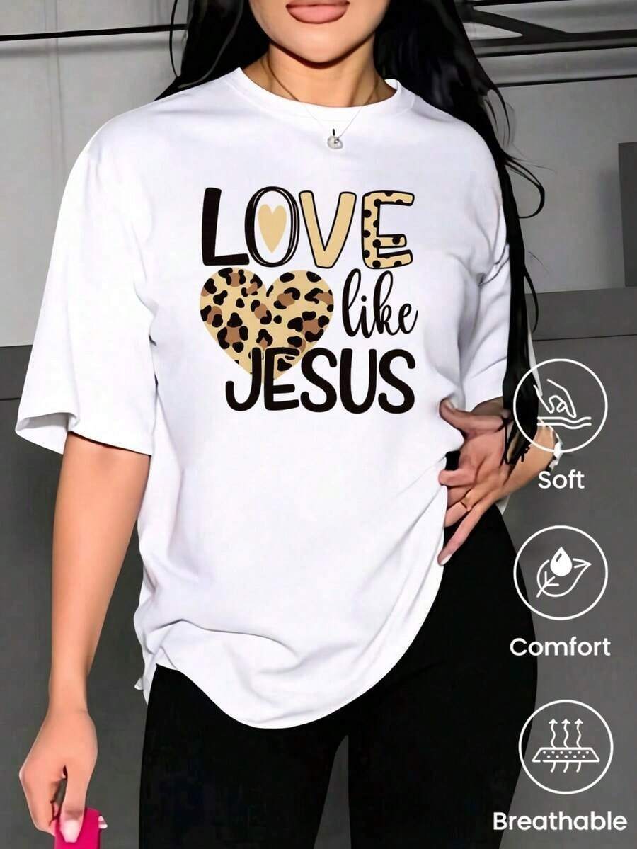 Women's Short-Sleeved Summer T-Shirt With A Printed Design, A Relaxed Fit For Versatile Wear And Durability. Featuring A Classic Crew Neck, This Casual Blouse Is Perfect For Everyday Wear And Vacation Outings-Stylish And Practical. - 白色 - 查看 1