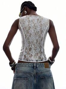 2026 Nuevo Llegado Minimalismo Primavera/Verano Mujer Camiseta de Tirantes Ajustada de Cuello Redondo a Rayas, Casual de Trabajo/Negocios/Oficina para Mujer, Parte Superior Elegante para Mujer - Beis - Ver 2