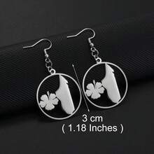 1 Đôi bông tai hình trống tròn, họa tiết bản đồ Madagascar và hoa dâm bụt, chất liệu thép không gỉ, dành cho nữ. - Nhiều màu - Xem 13