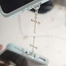 Silver Cross Phone Decoration, Suitable For IPhone/Type-C Dust Plug Interface Care, Phone Pendant Accessory - Silver - View 4