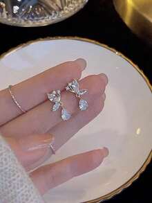 1 Pair Elegant Butterfly Rhinestone Inlaid Earrings, Fashionable And Personalized Jewelry - Style 3 - View 1