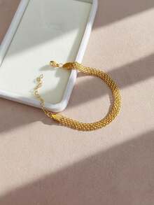 1 chiếc dây đeo đồng hồ dạng lưới bằng thép không gỉ mạ vàng 18K, phụ kiện tối giản, đa năng dùng hàng ngày. - vòng tay dệt - Xem 5