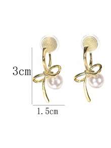 1 Pair Fashion New No Piercing Delicate Butterfly Faux Pearl Clip-On Earrings, Suitable For Women's Daily Wear - Ear Clip - View 3