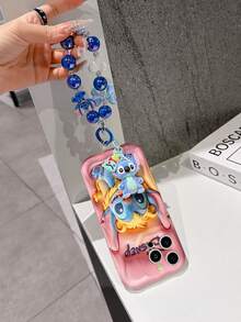 Disney Lilo & Stitch Phone Case With Stitch Charm And Stitch Lanyard - Cute Stitch Protective Case With Lion Costume And Pink Background Design, Equipped With Delicate Stitch Decorative Lanyard And Beaded Bracelet For Easy Carrying, Compatible With IPhone 17, 16, 15, 14, 13, 12, 11 Pro Series, Ideal For Birthdays, Holidays, Anniversaries, Graduation Gifts, Or Any Special Occasion To Surprise Family, Friends, Classmates, And Loved Ones. - 白色 - 查看 5