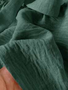 Frenchy Camiseta de tirantes de mujer con volantes de unicolor y parches, con detalle de nudo en la espalda - Verde - Ver 5