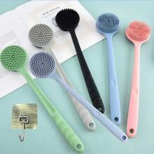 Bàn chải tắm massage cán dài bằng silicon màu hồng/đen/xanh dương/xám/xanh lá cây, bàn chải tắm hai mặt cán dài, dụng cụ chà lưng và tẩy tế bào chết toàn thân. - Nhiều kiểu dáng - Xem 10