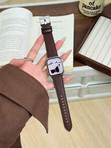 1件裝女款PU環形錶帶，適用於Apple Watch 38MM 40MM 41MM 42MM 44MM 45MM 46MM 49MM Ultra 11/10/9/8/7/6/5/4/3/2 SE - 咖啡棕色銀扣 - 查看 4