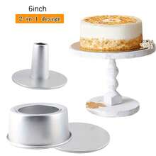 6-Inch/8-Inch Round Aluminum Chiffon Cake Mold - Dual Base Replaceable Set (Flat Bottom + Removable Bottom) - Aluminum Baking Pan, Two Modes For Solid And Hollow Cakes, Suitable For Valentine's Day, Mother's Day, Christmas, Halloween, Wedding, Birthday Party And Other Celebration Occasions - Double Base Set (pulled Bottom + Flat Bottom) - View 15