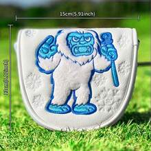 1pc Putter Head Cover With Snow Ape Pattern - Magnetic Closure PU Shell With Fluffy Lining And Cute Cartoon - Multicolor - View 10