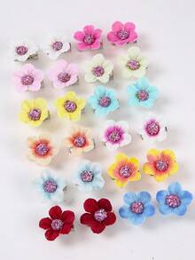 30pcs Assorted Fabric Flower Hair Clips, Minimalist Style Hair Accessories For Girls, Suitable For Daily Use - Multicolor - View 6