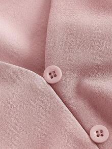 Parte superior de tirantes cruzados con botones de color rojo para mujer, ideal para el verano - Rosa - Ver 4