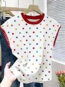 Nueva camiseta de manga corta con bloques de color y rayas, ropa de primavera/verano - Multicolor 7 - Ver 7