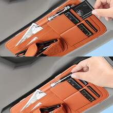 Soporte de almacenamiento multifuncional para visera de sol del coche - Soporte de moda para gafas y tarjetas, accesorio para visera de sol interior del coche, puede sostener gafas de sol, tarjetas de estacionamiento y artículos pequeños - A - Ver 8