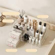 PET Desktop Storage Box, Vanity Makeup Organizer For Cosmetics, Lipstick, Eyeshadow, Eyebrow Pencil - Multicolor - View 4