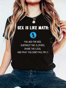 Camiseta de Humor Adulto LIKE MATH Naughty SEXUALITY QUIZ Dirty Jokes - Camiseta de Manga Corta 100% Algodón Estampada - Estilo Deportivo Casual - Cómoda y Transpirable para Verano, Primavera - Negro - Ver 6