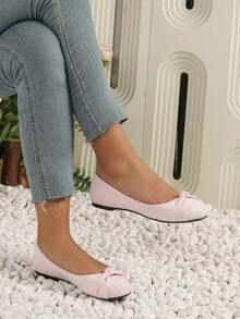 Women's Comfortable Slip-On Flats, Stylish Casual Shoes For Office Work, Outdoor Walking, Parties And Everyday Wear, Lightweight & Versatile  Plain / Plain Toe    Home - 粉色 - 查看 2