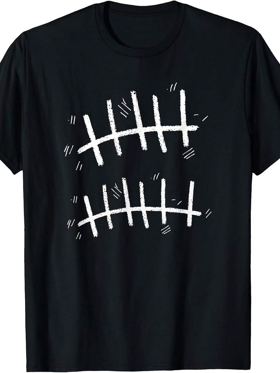 Camiseta de Mujer Drtida Seis Siete 67 Meme Marcas de Conteo 6 7 Números Tiza | Cuello Redondo Casual, Corte Regular, Patrón Geométrico, Manga Corta