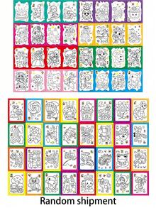 100pcs Watercolor Painting, Coloring Cards, Coloring Pages Handmade DIY Watercolor Painting Puzzle Doodle - Multicolor - View 9