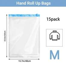 15pcs Reusable Vacuum Storage Bags, PE Plastic Compression Bags Without Air Pump, Suitable For Packing Luggage, Closet & Dorm, Storage For Clothes & Bedding - View 7