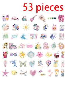53 Holiday Travel Stickers, Art Stickers, Decorative Stickers, Suitable For Laptops, Skateboards, Diaries, Notebooks, Mobile Phones, Cups, Guitars, Suitcases, Computers, Refrigerators, Tables, Etc. School Supplies - A - View 3