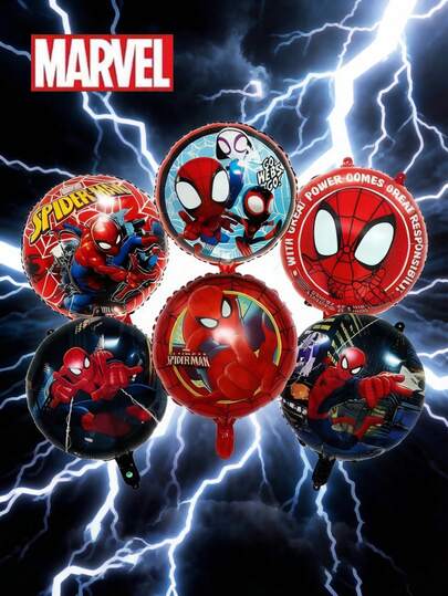 Marvel 6/12pcs Random Avengers Theme Foil Balloons - Superhero Party Decor, Birthday Celebration, Children's Items, Superhero Party Balloons, Mall Opening Decoration