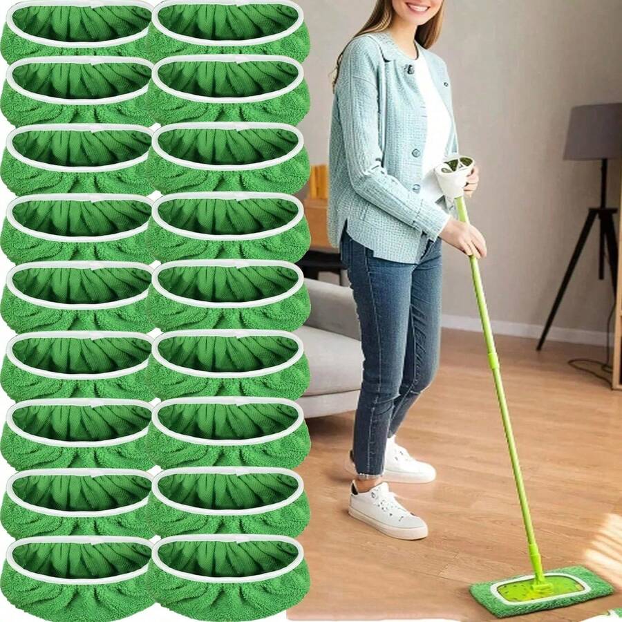6/12/18PCS Reusable Microfiber Mop Mats. Suitable For: - Dry And Wet Cleaning Cloths - Mop Head Replacements With Washable Refills. Suitable For Household Floors. - 綠色的 - 查看 1