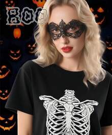 Blusas para mujer camiseta halloween calaveras terror frase divertida uso diario nacional envio - Blanco - Ver 3