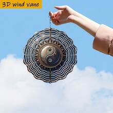 1 pieza Escudo redondo de 10 pulg.*10 pulg. con diseño 3D rústico de Yin Yang Tai Chi, con gancho giratorio de 360° para hacer un móvil creativo DIY (no incluye el colgante), estilo aleatorio - A - Ver 4