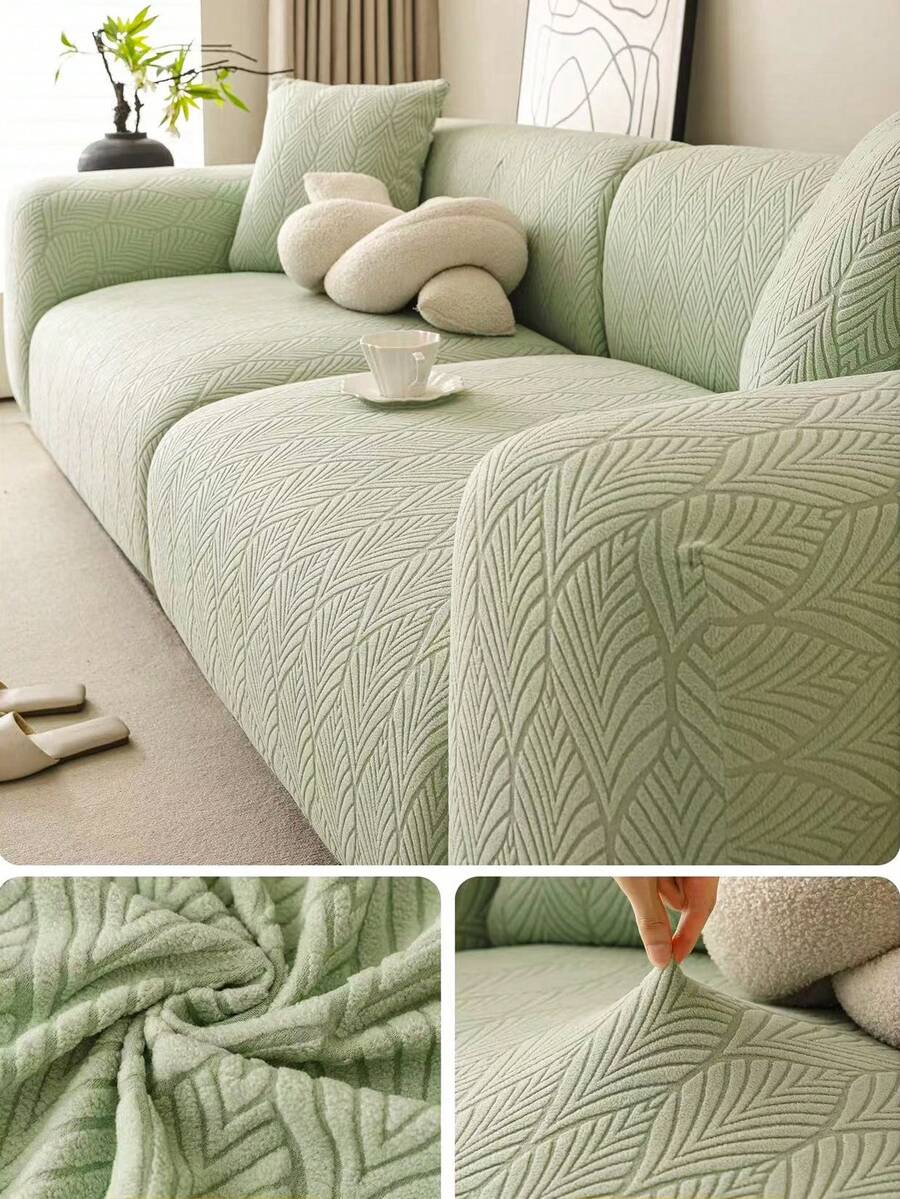 1 tấm bọc ghế sofa co giãn, có thể giặt máy, chống trượt, phù hợp với ghế sofa đơn đến 4 chỗ ngồi trong phòng khách, vải dệt màu trơn, phù hợp cho mọi mùa, vật dụng thiết yếu cho phòng khách | Bọc ghế sofa tối giản | Bọc ghế sofa vừa vặn - màu xanh lá - Xem 1