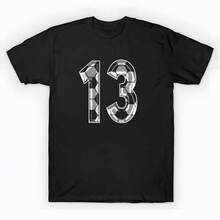 Camiseta de fútbol número 13 # 13 Soccer Mom Player Fan T-Shirt unisex de la de algodón puro de alta densidad de 220 g. C-AmiS-eta uniS-ex 100 % aL-Godón de - Tejido de alta densidad. Apta para todo tipo de perS-onas, ya sean mujeres o hombres. Tejido duradero de alta C-Alidad apto para todas las estaciones, suave al tacto pero duradero. Tops transpirables. Conjuntos de otoño para mujer. Conjuntos de vaC-Aciones para mujer. Disfraz de Halloween para mujer. - Negro - Ver 1