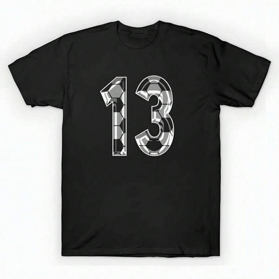 Camiseta de fútbol número 13 # 13 Soccer Mom Player Fan T-Shirt unisex de la de algodón puro de alta densidad de 220 g. C-AmiS-eta uniS-ex 100 % aL-Godón de - Tejido de alta densidad. Apta para todo tipo de perS-onas, ya sean mujeres o hombres. Tejido duradero de alta C-Alidad apto para todas las estaciones, suave al tacto pero duradero. Tops transpirables. Conjuntos de otoño para mujer. Conjuntos de vaC-Aciones para mujer. Disfraz de Halloween para mujer. - Negro - Ver 1